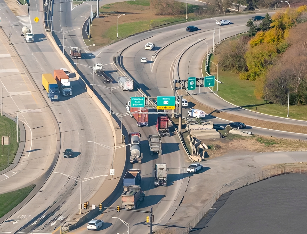 Highway overpass with traffic