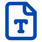 Blue document icon with the letter ‘T’ in the middle, set against a white background