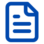 Blue document icon on a white background