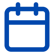 Blue calendar icon on a white background